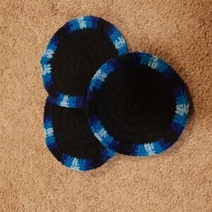 3 Black and Blue Coasters